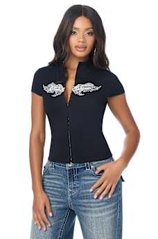 CRYSTAL KEYHOLE CAP SLEEVE TOP