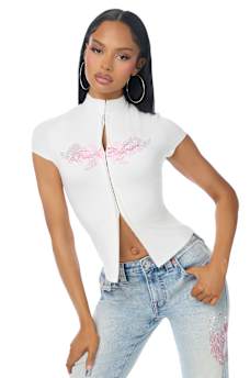 CRYSTAL KEYHOLE CAP SLEEVE TOP