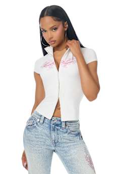 CRYSTAL KEYHOLE CAP SLEEVE TOP