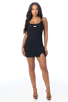 OVERALL RIBBED MINI DRESS