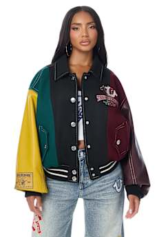 BLOUSON UNIVERSITAIRE STYLE AVIATEUR SURDIMENSIONN&Eacute;