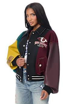 BLOUSON UNIVERSITAIRE STYLE AVIATEUR SURDIMENSIONN&Eacute;
