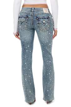 BECCA LOW RISE COLOR CRYSTAL FLAP BOOTCUT JEAN