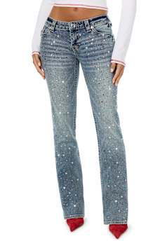 BECCA LOW RISE COLOR CRYSTAL FLAP BOOTCUT JEAN