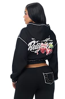 CRYSTAL CHERRY GIRLFRIEND ZIP HOODIE