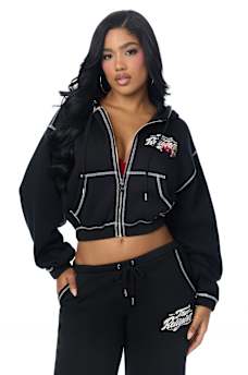 CRYSTAL CHERRY GIRLFRIEND ZIP HOODIE