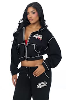 CRYSTAL CHERRY GIRLFRIEND ZIP HOODIE