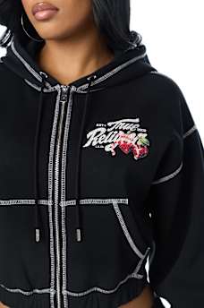 CRYSTAL CHERRY GIRLFRIEND ZIP HOODIE