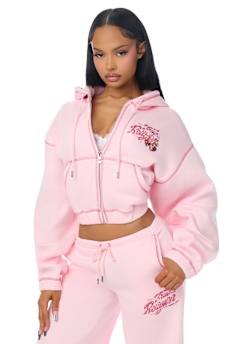 CRYSTAL CHERRY GIRLFRIEND ZIP HOODIE