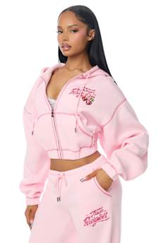 CRYSTAL CHERRY GIRLFRIEND ZIP HOODIE