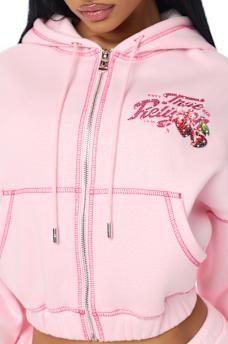 CRYSTAL CHERRY GIRLFRIEND ZIP HOODIE