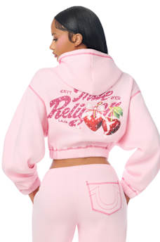 CRYSTAL CHERRY GIRLFRIEND ZIP HOODIE