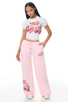 CRYSTAL CHERRY WIDE LEG SWEATPANT