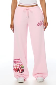 CRYSTAL CHERRY WIDE LEG SWEATPANT