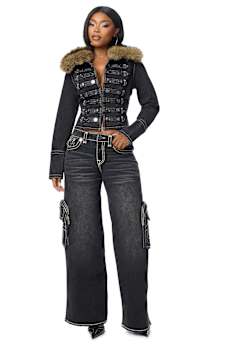 MADDIE MID RISE WING SUPER T CARGO SUPER BAGGY JEAN