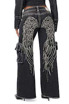 MADDIE MID RISE WING SUPER T CARGO SUPER BAGGY JEAN