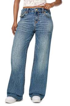 BOBBI MID RISE BIG T CRYSTAL FLAP BAGGY JEAN