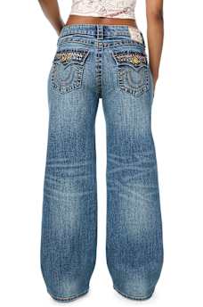 BOBBI MID RISE BIG T CRYSTAL FLAP BAGGY JEAN