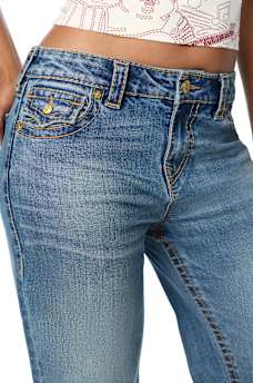 BOBBI MID RISE BIG T CRYSTAL FLAP BAGGY JEAN