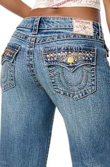 BOBBI MID RISE BIG T CRYSTAL FLAP BAGGY JEAN