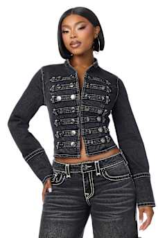 DENIM MILITARY FUR JACKET