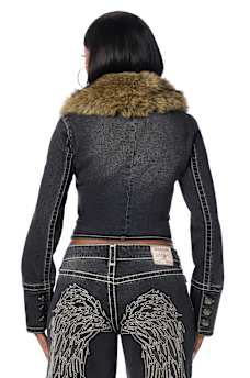 DENIM MILITARY FUR JACKET