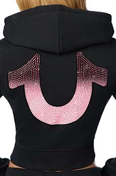 CRYSTAL FLAME SHRUNKEN ZIP HOODIE 