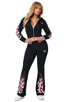 CRYSTAL FLAME SHRUNKEN ZIP HOODIE 