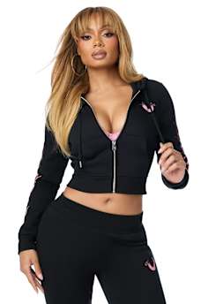 CRYSTAL FLAME SHRUNKEN ZIP HOODIE 