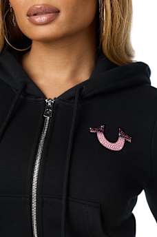 CRYSTAL FLAME SHRUNKEN ZIP HOODIE 