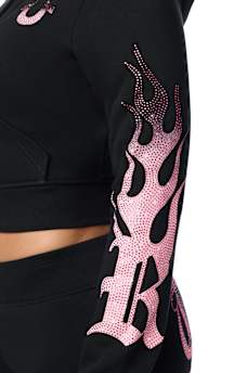 CRYSTAL FLAME SHRUNKEN ZIP HOODIE 