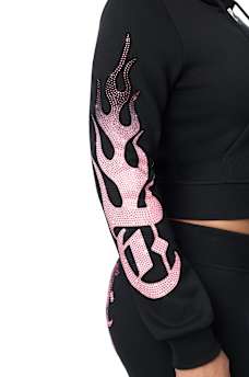 CRYSTAL FLAME SHRUNKEN ZIP HOODIE 