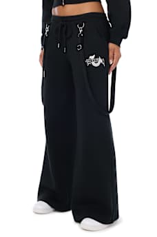 EMBROIDERED OVERALL BAGGY SWEATPANT