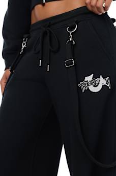 EMBROIDERED OVERALL BAGGY SWEATPANT