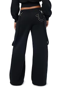 EMBROIDERED OVERALL BAGGY SWEATPANT