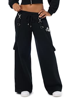 EMBROIDERED OVERALL BAGGY SWEATPANT