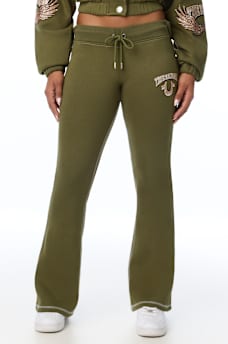 CRYSTAL WING MID RISE BOOTCUT SWEATPANT