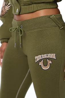 CRYSTAL WING MID RISE BOOTCUT SWEATPANT