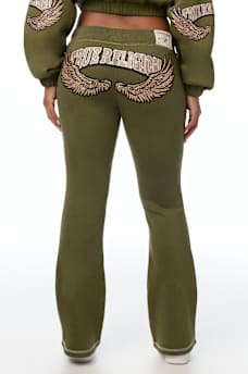 CRYSTAL WING MID RISE BOOTCUT SWEATPANT