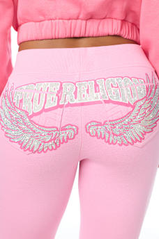 CRYSTAL WING MID RISE BOOTCUT SWEATPANT