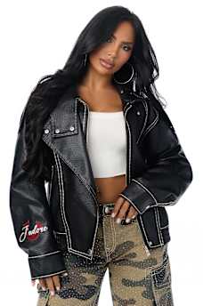 SUPER T FAUX LEATHER JACKET