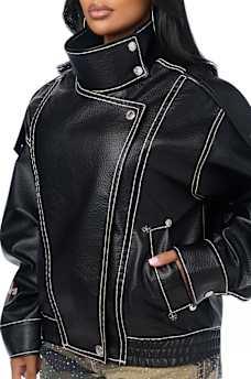 SUPER T FAUX LEATHER JACKET