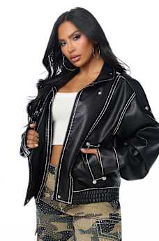 SUPER T FAUX LEATHER JACKET
