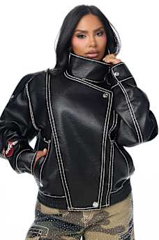 SUPER T FAUX LEATHER JACKET