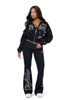EYELET RELAXED ZIP-UP HOODIE