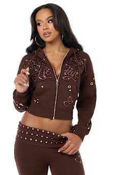 EYELET RELAXED ZIP-UP HOODIE