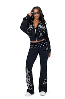 EYELET FOLDOVER BOOTCUT SWEATPANT