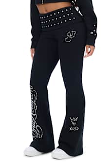 EYELET FOLDOVER BOOTCUT SWEATPANT