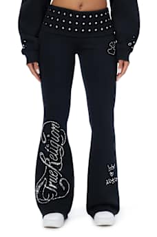 EYELET FOLDOVER BOOTCUT SWEATPANT