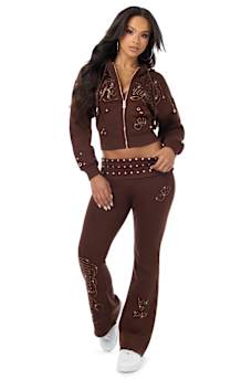 EYELET FOLDOVER BOOTCUT SWEATPANT
